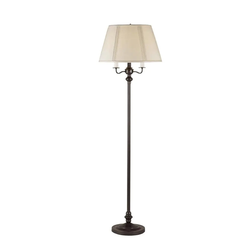 60" Bronze Metal Four Light Floor Lamp With Beige Fabric Square Shade HomeRoots
