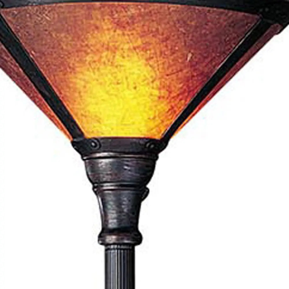71" Rusted Torchiere Floor Lamp With Brown Dome Shade HomeRoots