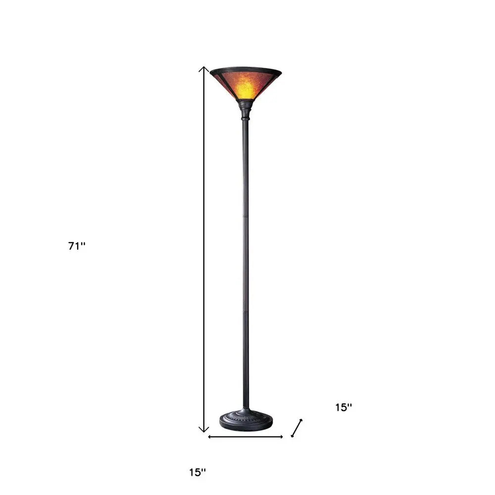 71" Rusted Torchiere Floor Lamp With Brown Dome Shade HomeRoots