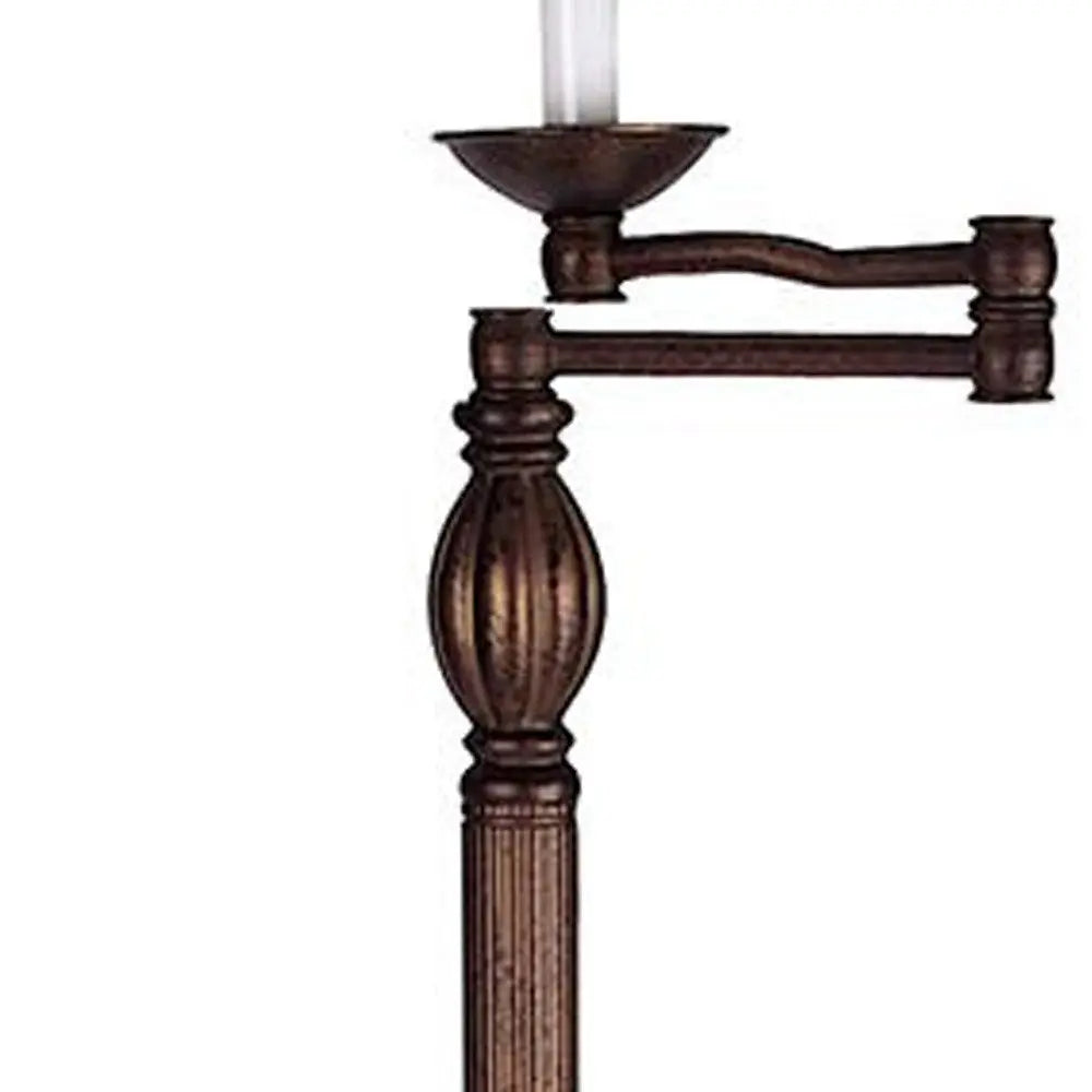 62" Rusted Swing Arm Floor Lamp With Champagne Bell Shade HomeRoots