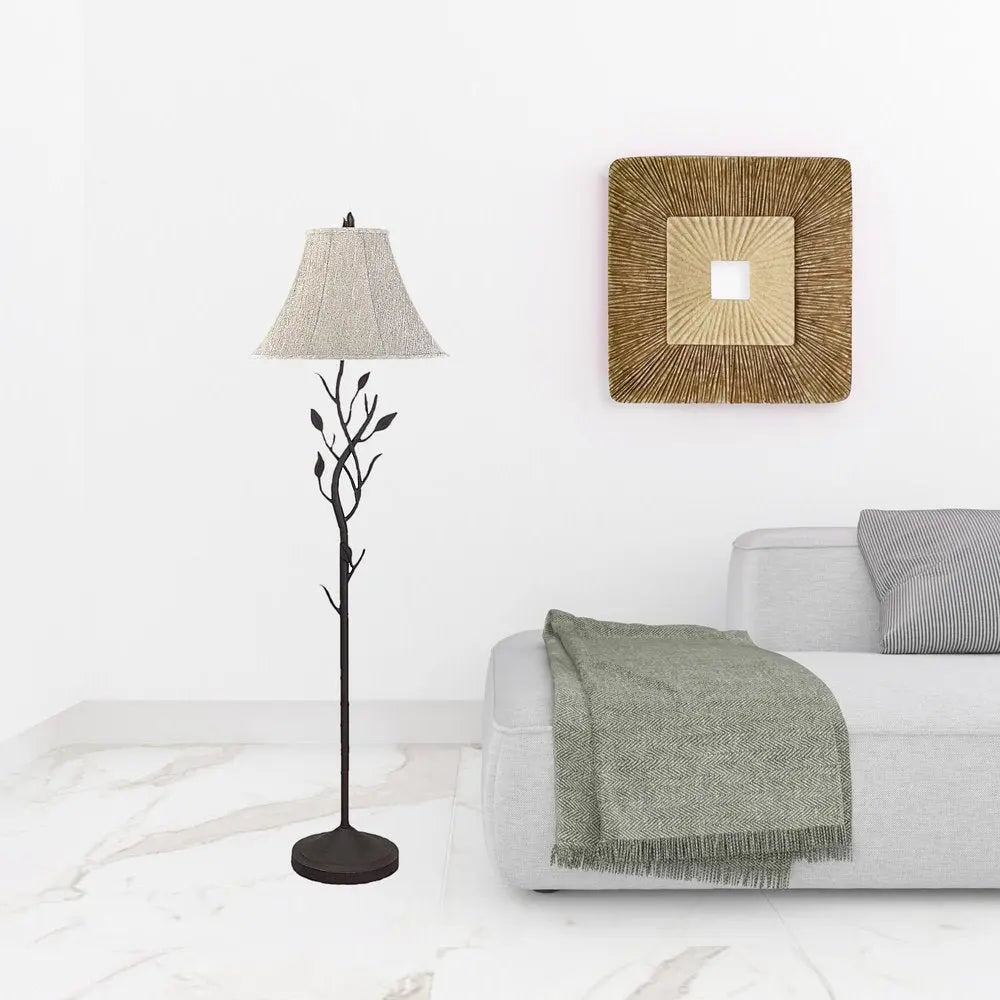 62" Grey Traditional Shaped Floor Lamp With Brown Bell Shade HomeRoots