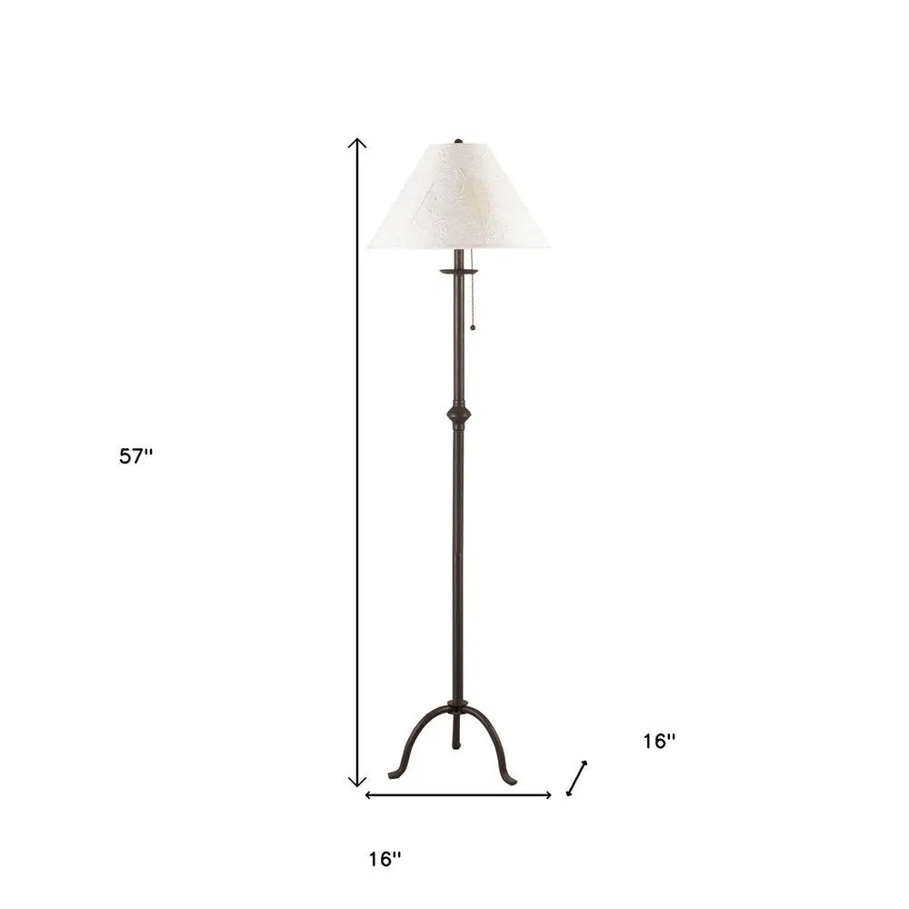 57" Black Traditional Shaped Floor Lamp With White Empire Shade HomeRoots