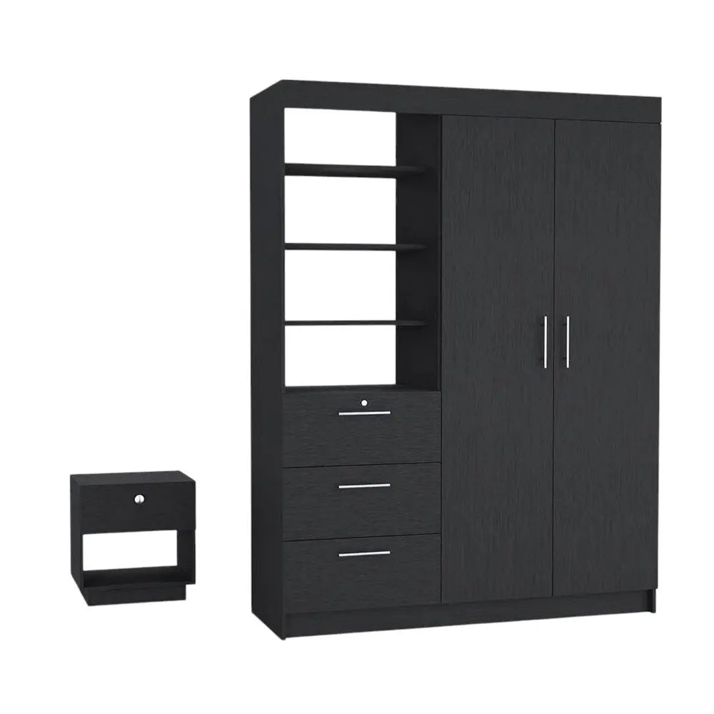 Two Piece Black Bedroom Set HomeRoots
