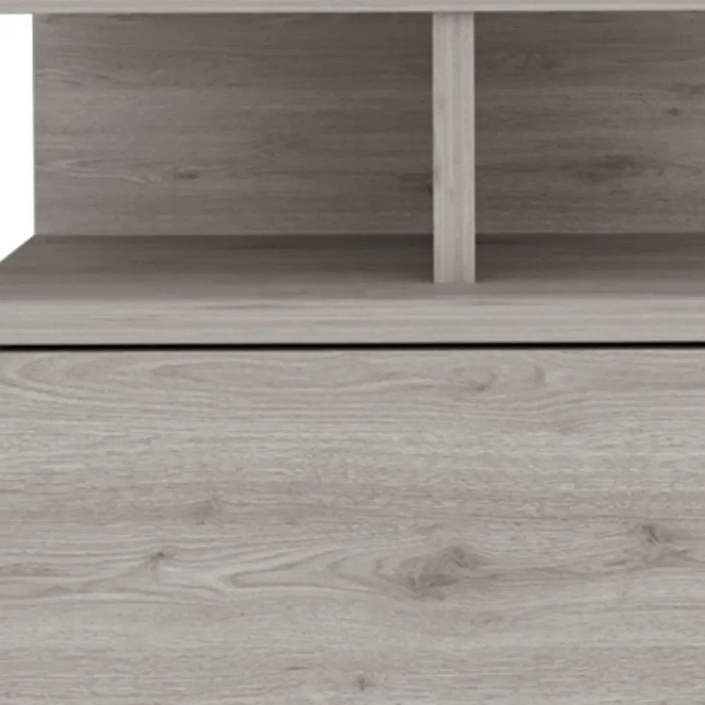 12" Light Gray Wood One Drawer Nightstand HomeRoots