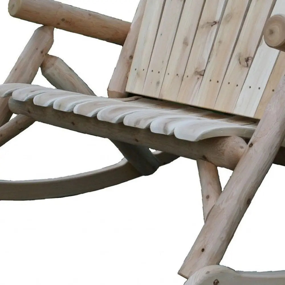 53" X 42" X 40" Natural Wood Rocking Loveseat - NOBLE HOME INTERIORS
