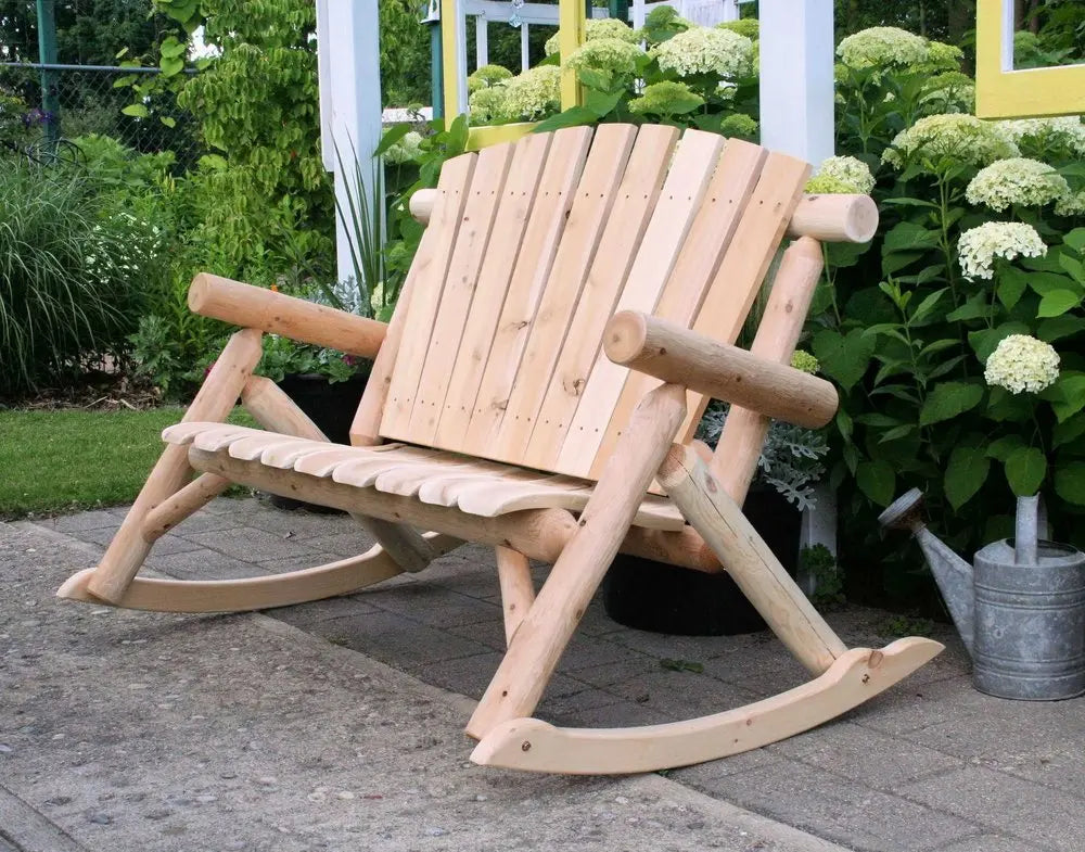 53" X 42" X 40" Natural Wood Rocking Loveseat - NOBLE HOME INTERIORS