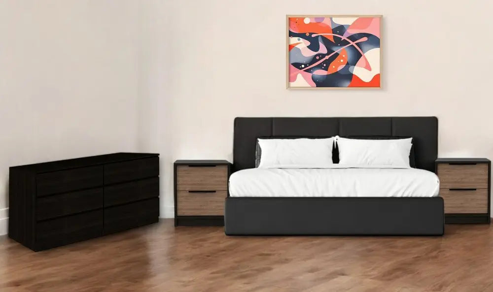 Three Piece Brown and Black Bedroom Set HomeRoots