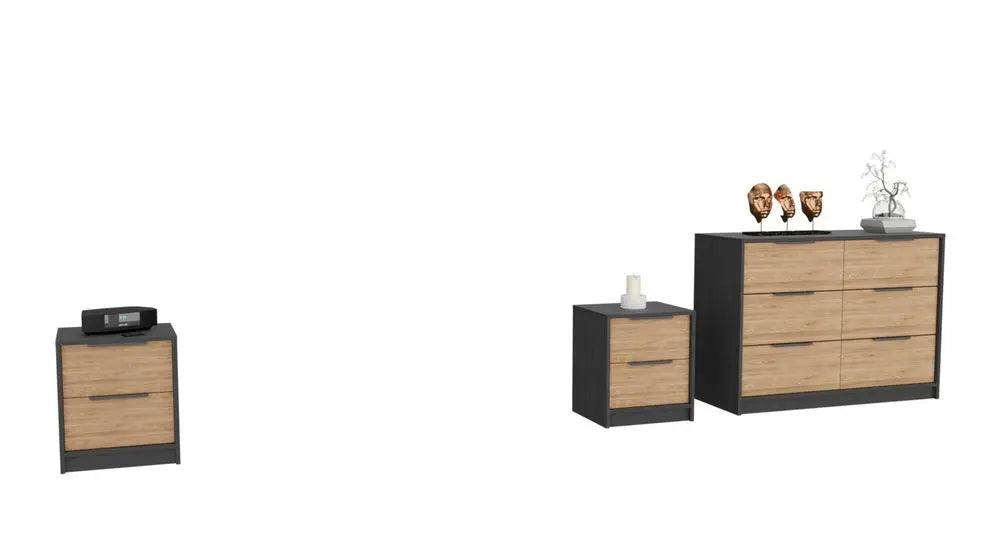 Three Piece Brown and Black Bedroom Set HomeRoots