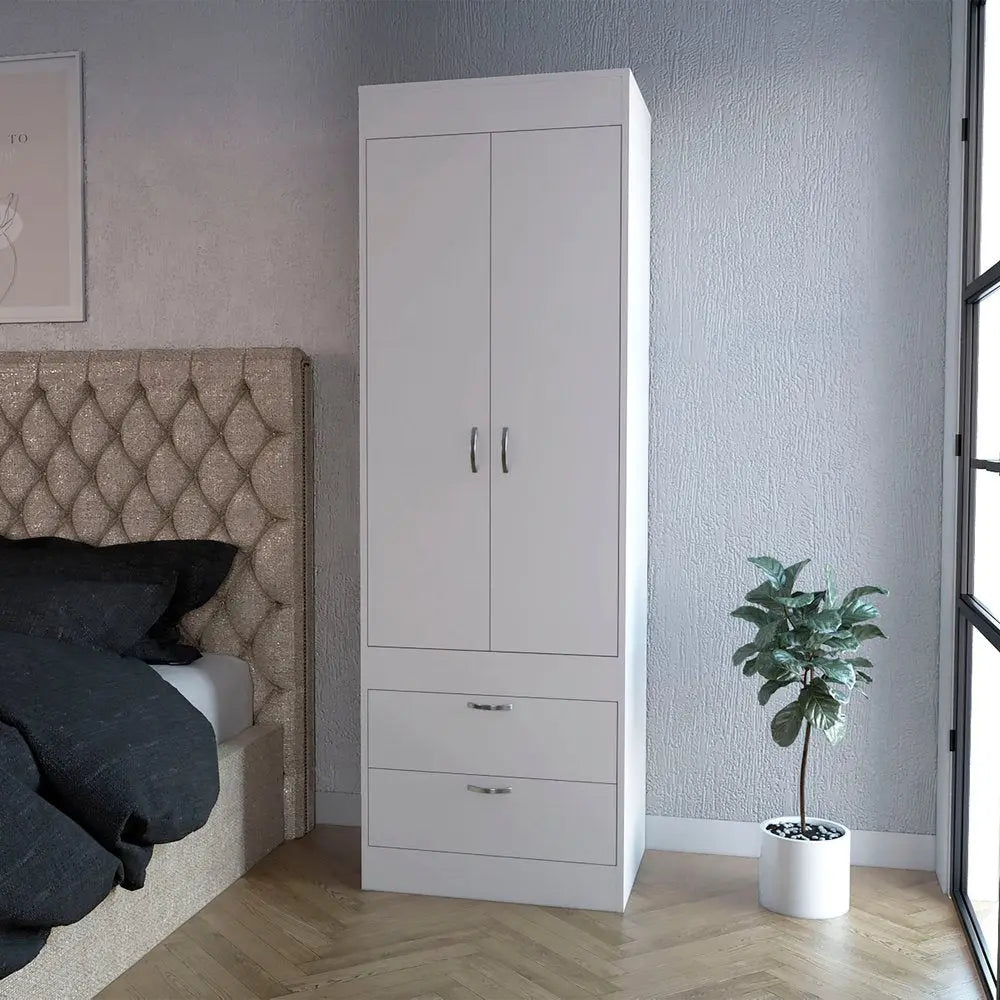 23" White Two Drawer Dresser HomeRoots