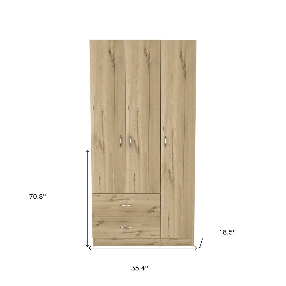 35" Oak Two Drawer Combo Dresser HomeRoots