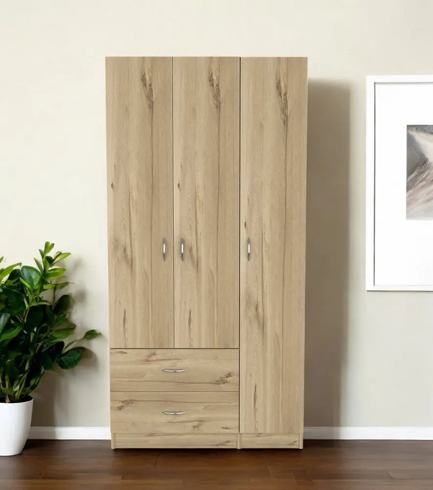 35" Oak Two Drawer Combo Dresser HomeRoots