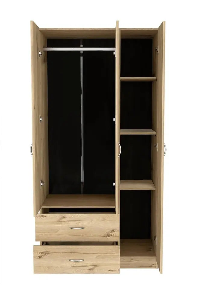 35" Oak Two Drawer Combo Dresser HomeRoots