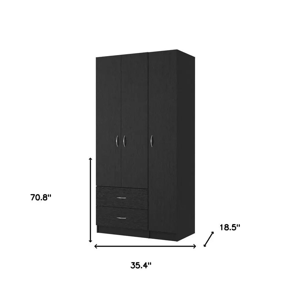 35" Black Two Drawer Combo Dresser HomeRoots