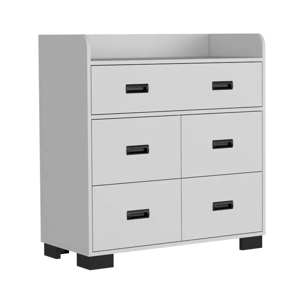 33" White Five Drawer Dresser HomeRoots