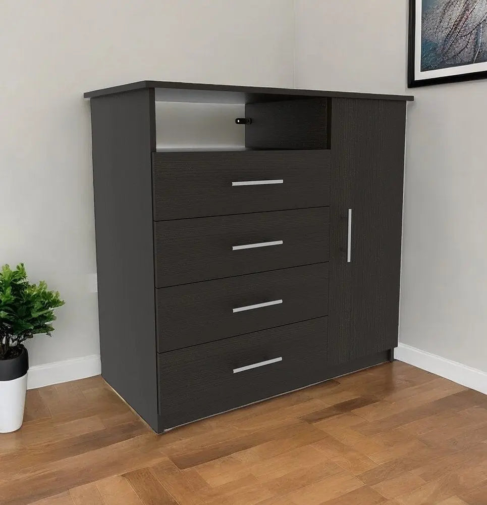 36" Black Four Drawer Dresser HomeRoots