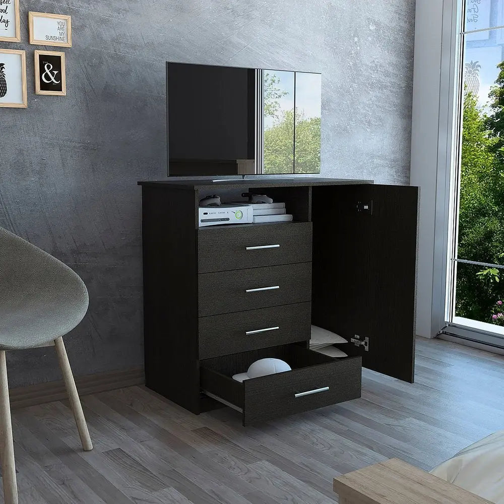 36" Black Four Drawer Dresser HomeRoots