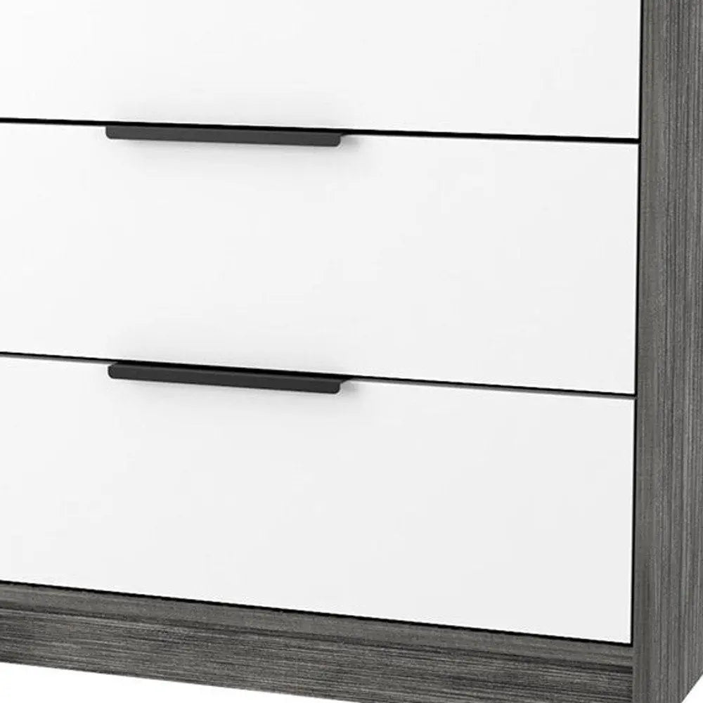 28" White and Gray Three Drawer Dresser HomeRoots