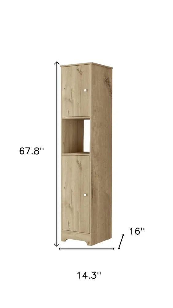 68" Light Brown Wood Accent Cabinet With Two Doors HomeRoots