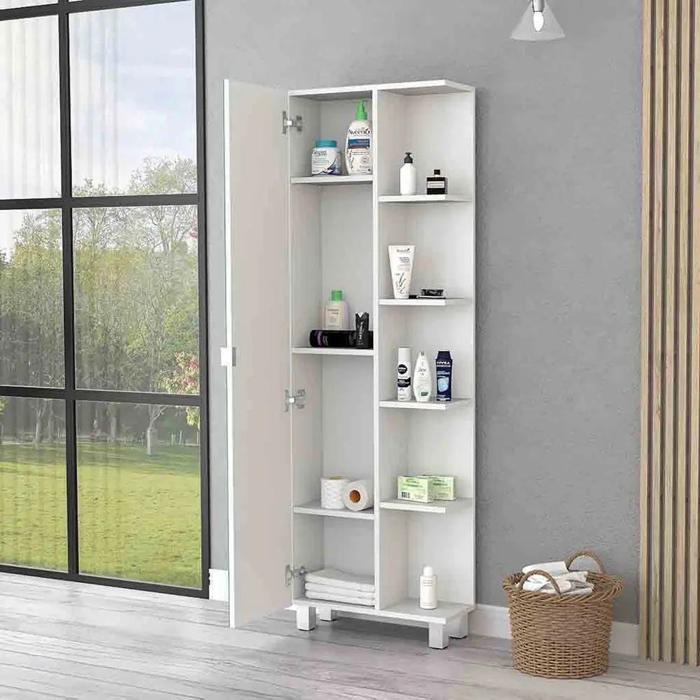 62" White Wood Accent Cabinet With Single Door HomeRoots