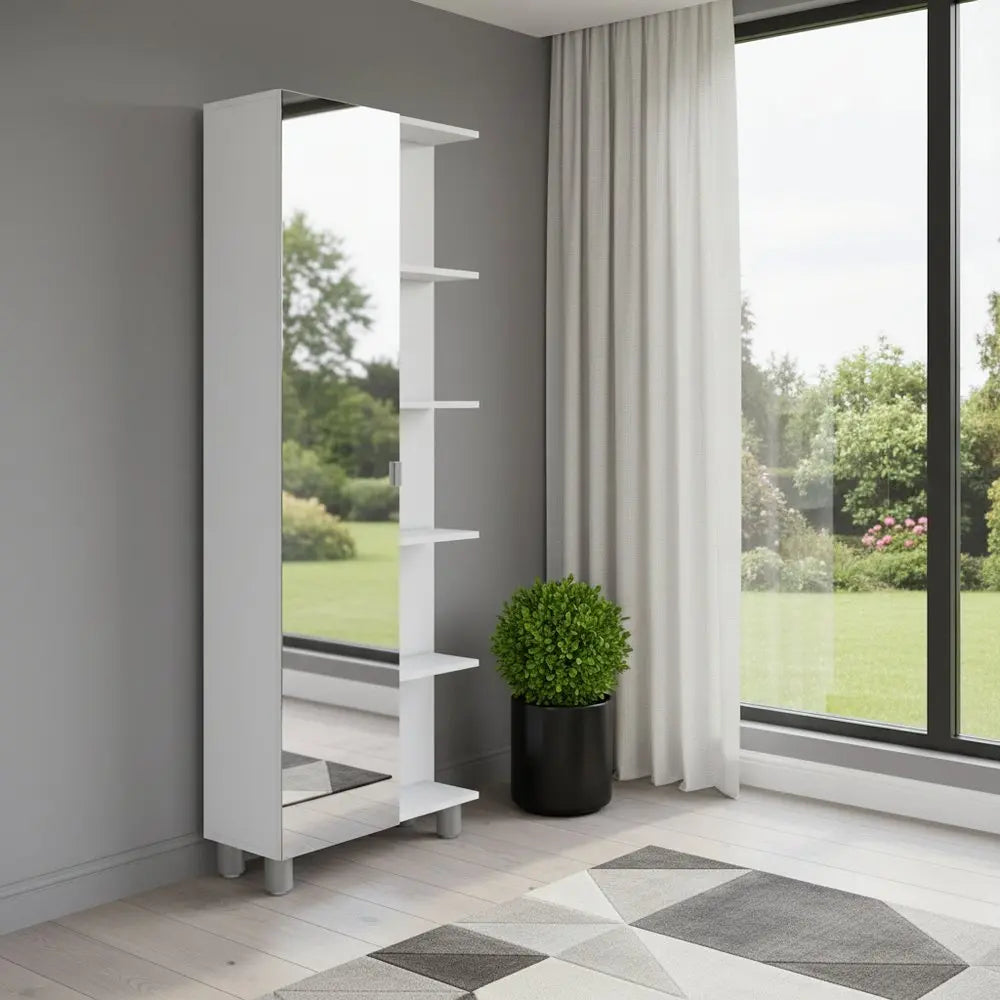 62" White Wood Accent Cabinet With Single Door HomeRoots