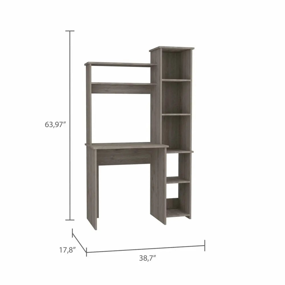 39" Light Gray Wood Writing Desk and Bookshelf Set HomeRoots
