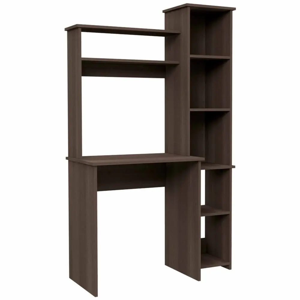 39" Dark Brown Wood Writing Desk and Bookshelf Set HomeRoots