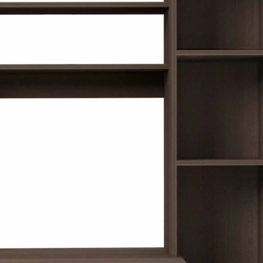 39" Dark Brown Wood Writing Desk and Bookshelf Set HomeRoots