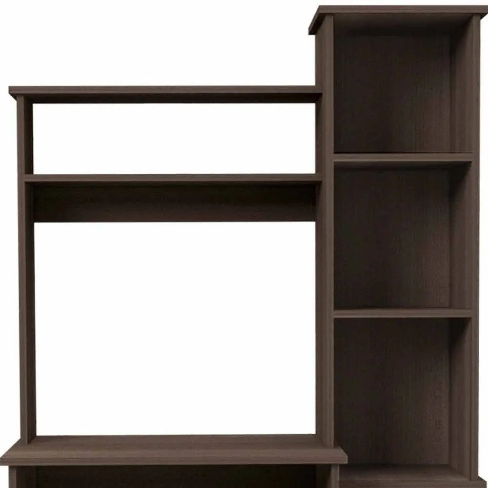 39" Dark Brown Wood Writing Desk and Bookshelf Set HomeRoots