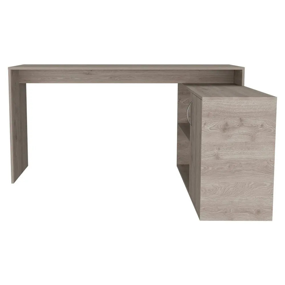 60" Light Gray Wood L Shape Writing Desk HomeRoots