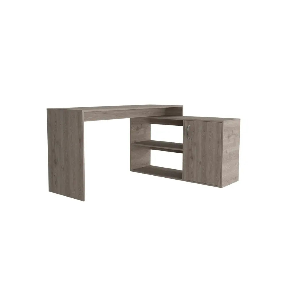 60" Light Gray Wood L Shape Writing Desk HomeRoots