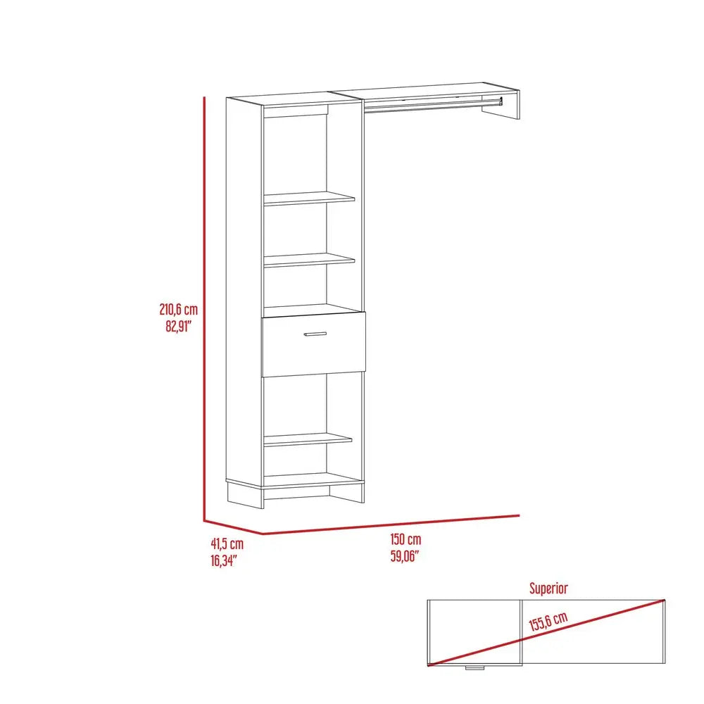 59" White Manufactured Wood Closet System HomeRoots