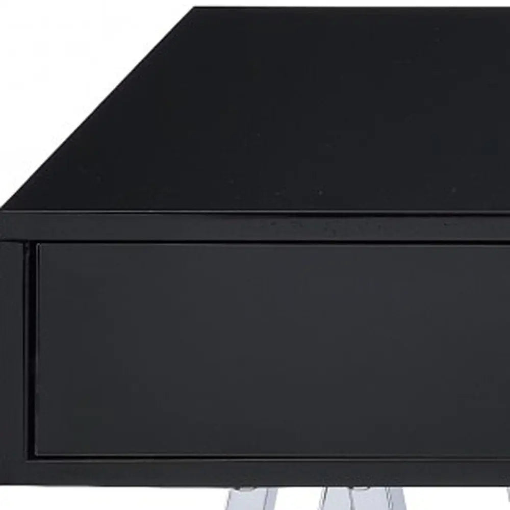 54" Black and Silver Writing Desk With Two Drawers - NOBLE HOME INTERIORS