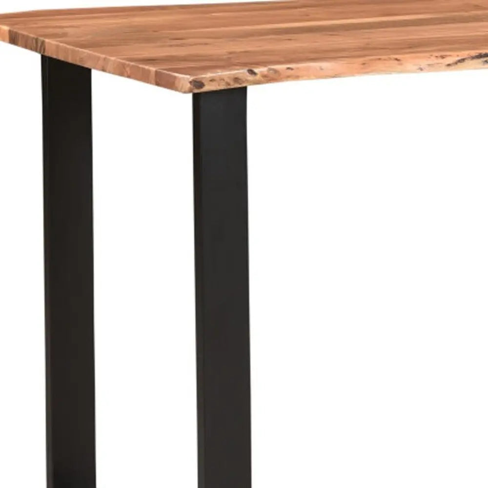 54" Brown and Black Solid Wood and Metal Wall Mounted Writing Desk and Bookshelf Set With Three Drawers - NOBLE HOME INTERIORS