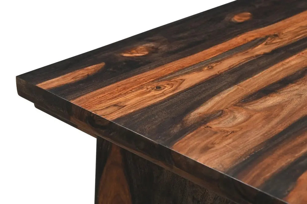 54" Dark Brown and Light Brown Solid Wood Writing Desk With Three Drawers - NOBLE HOME INTERIORS