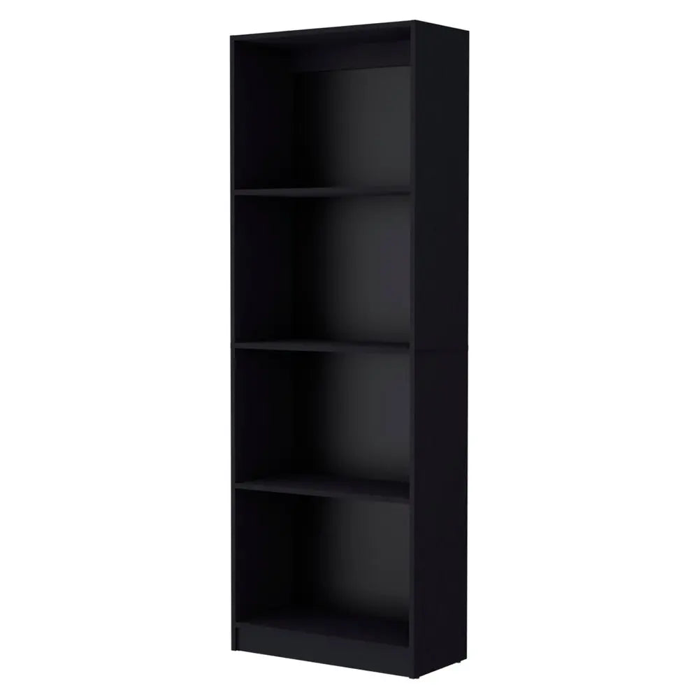 71" Black Wood Four Tier Bookcase HomeRoots