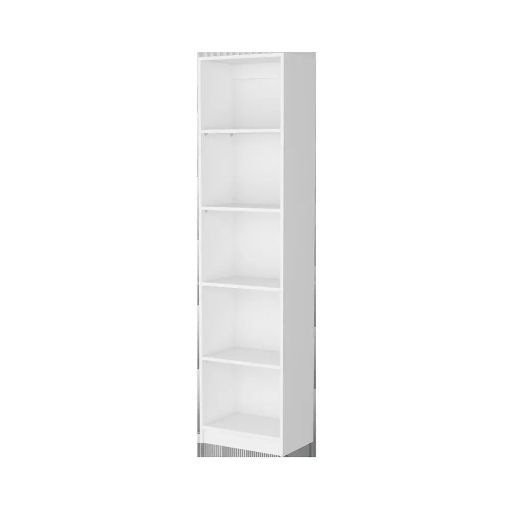 71" White Wood Five Tier Bookcase HomeRoots