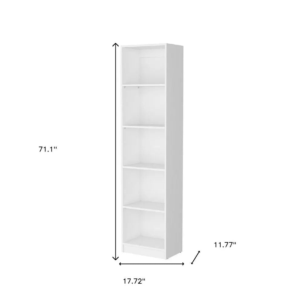 71" White Wood Five Tier Bookcase HomeRoots