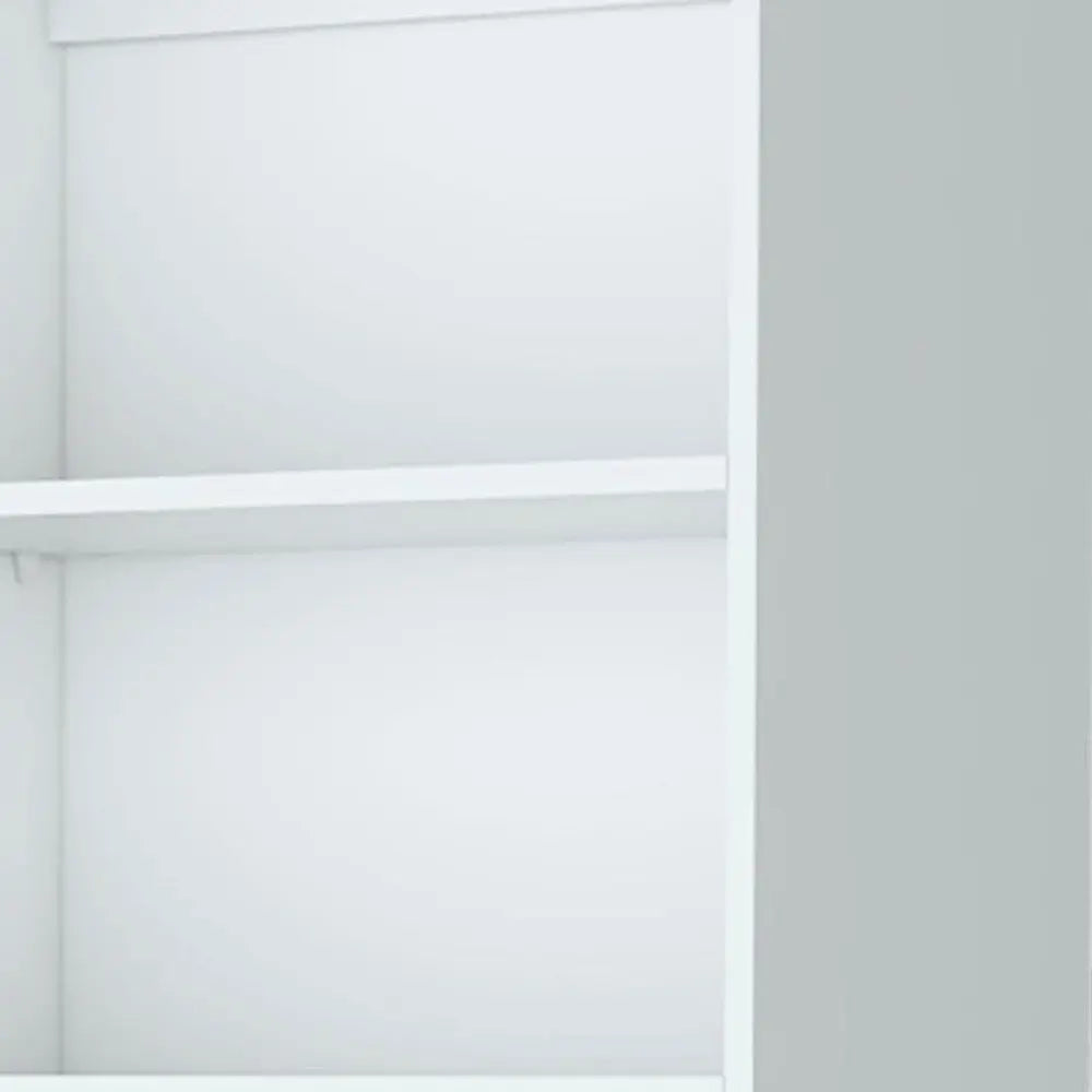 71" White Wood Three Tier Bookcase with Two Doors HomeRoots