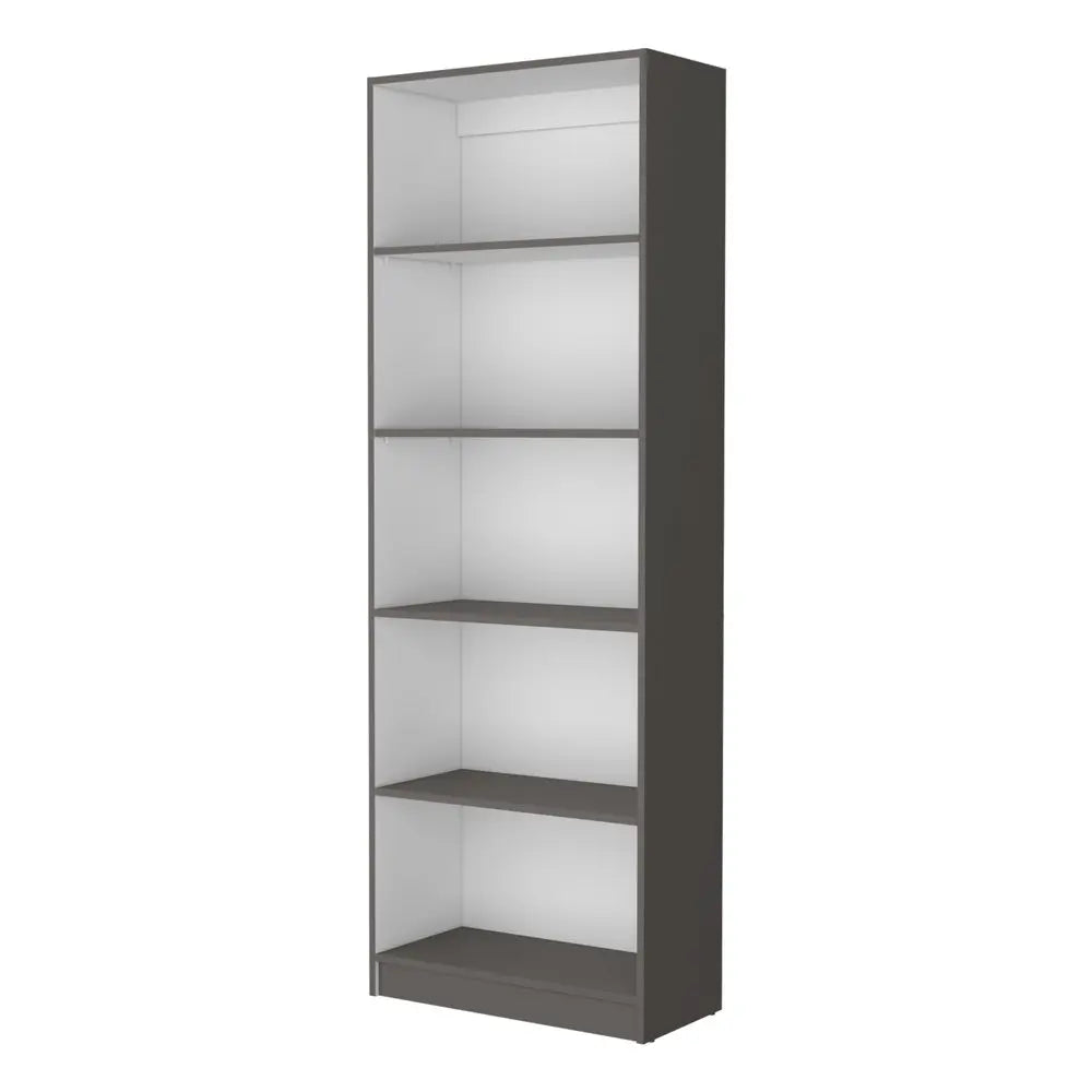 71" Gray And White Wood Five Tier Bookcase HomeRoots