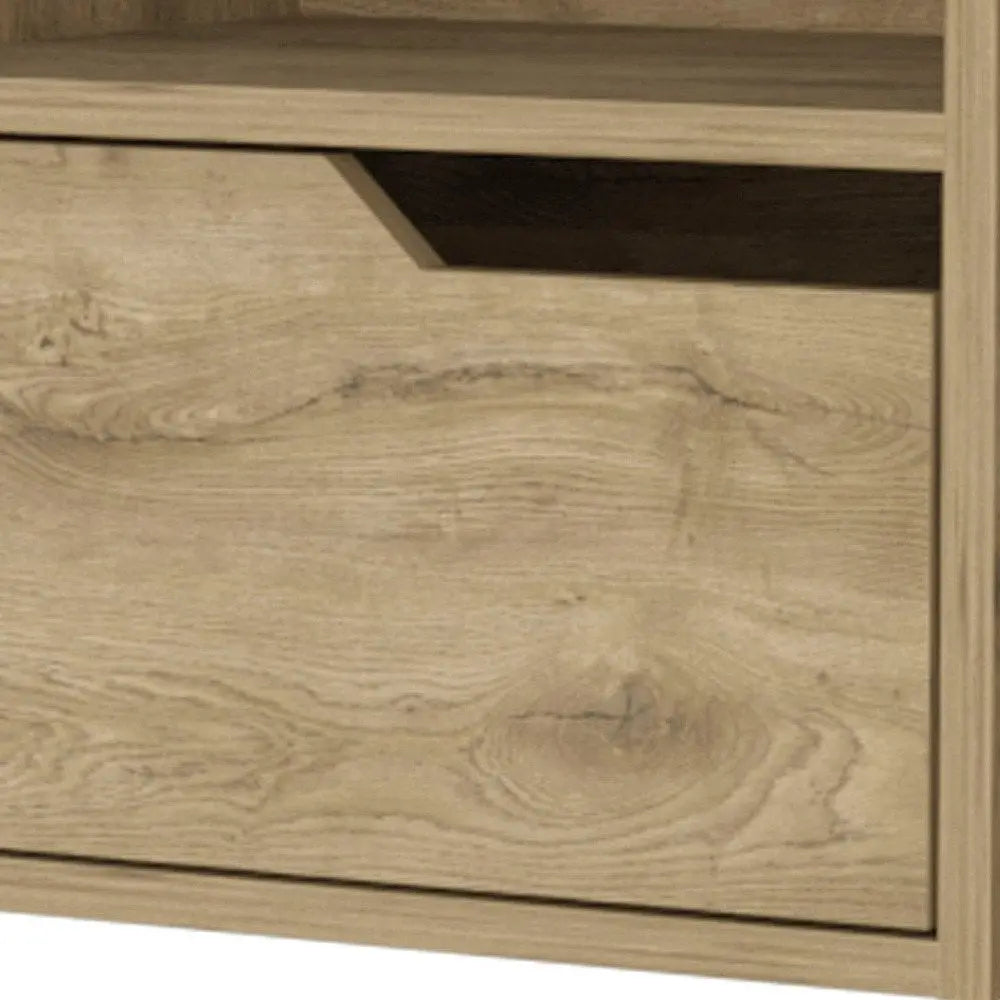 13" Beige Wood One Drawer Floating Nightstand HomeRoots