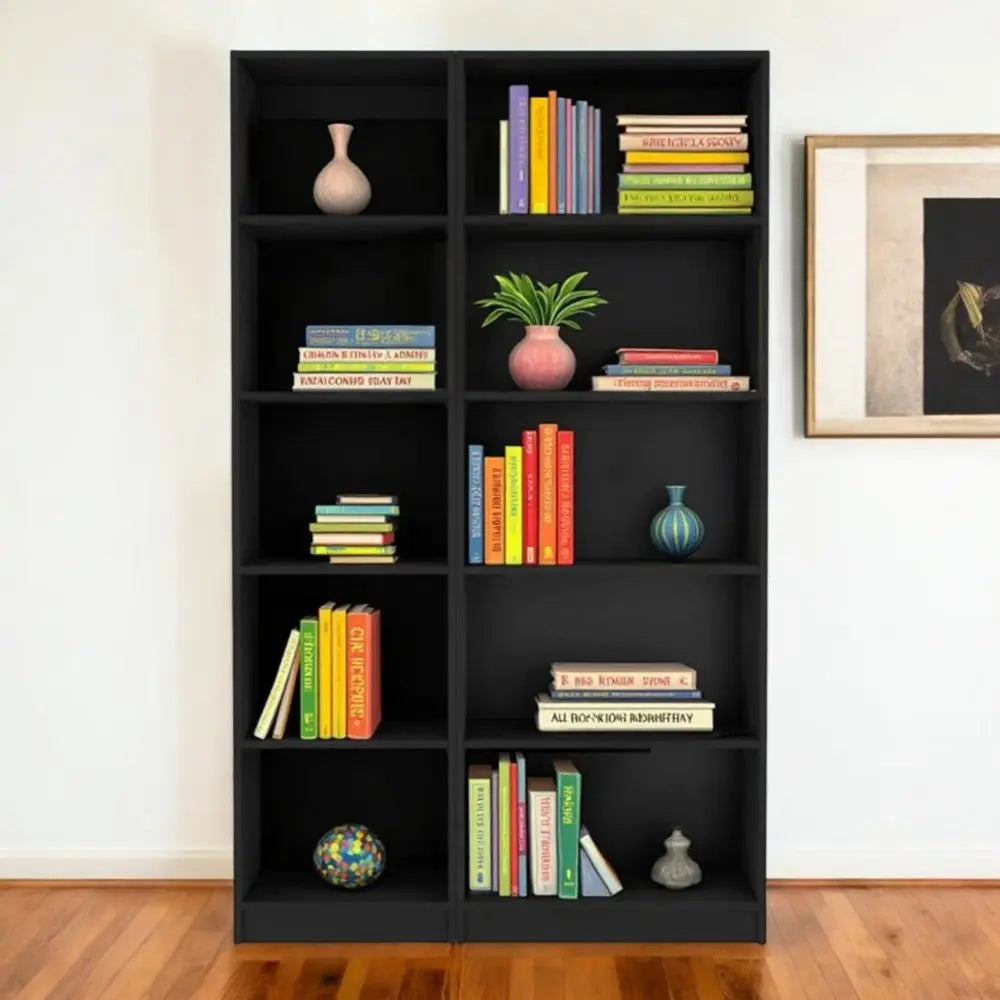 71" Black Five Tier Bookcase HomeRoots
