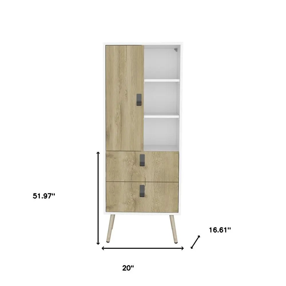 20" White and Natural Two Drawer Chest HomeRoots