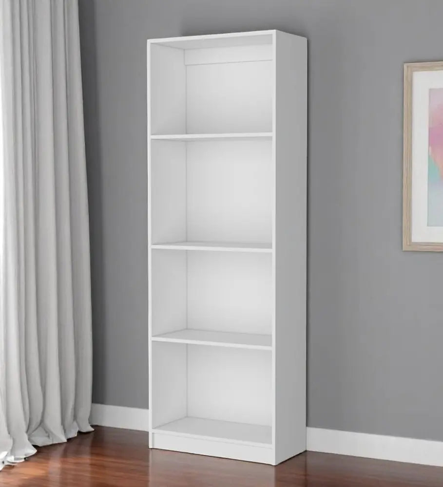 71" White Wood Four Tier Bookcase HomeRoots