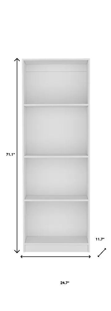 71" White Wood Four Tier Bookcase HomeRoots