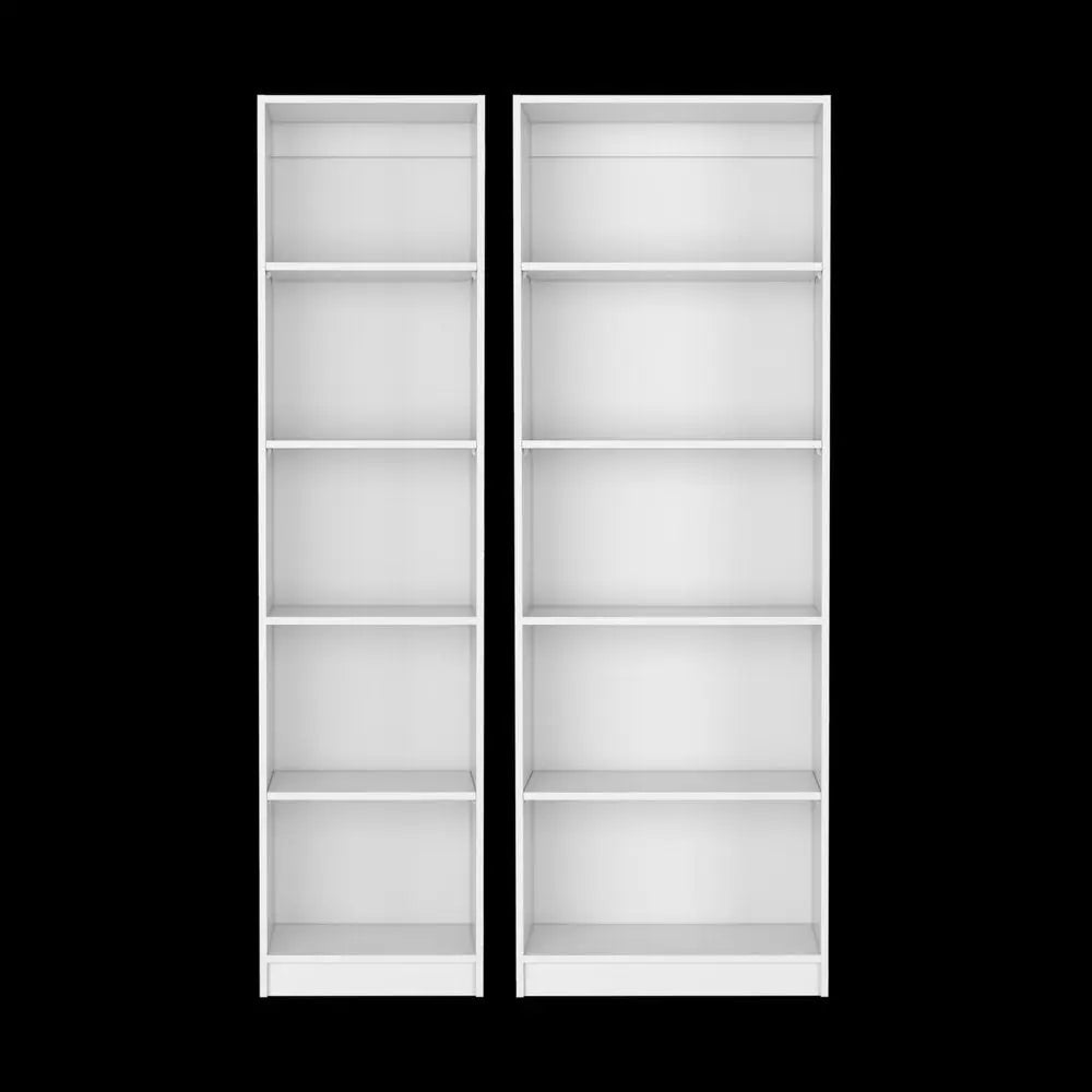 Set of Two White Wood Five Tier Modular Bookcase HomeRoots