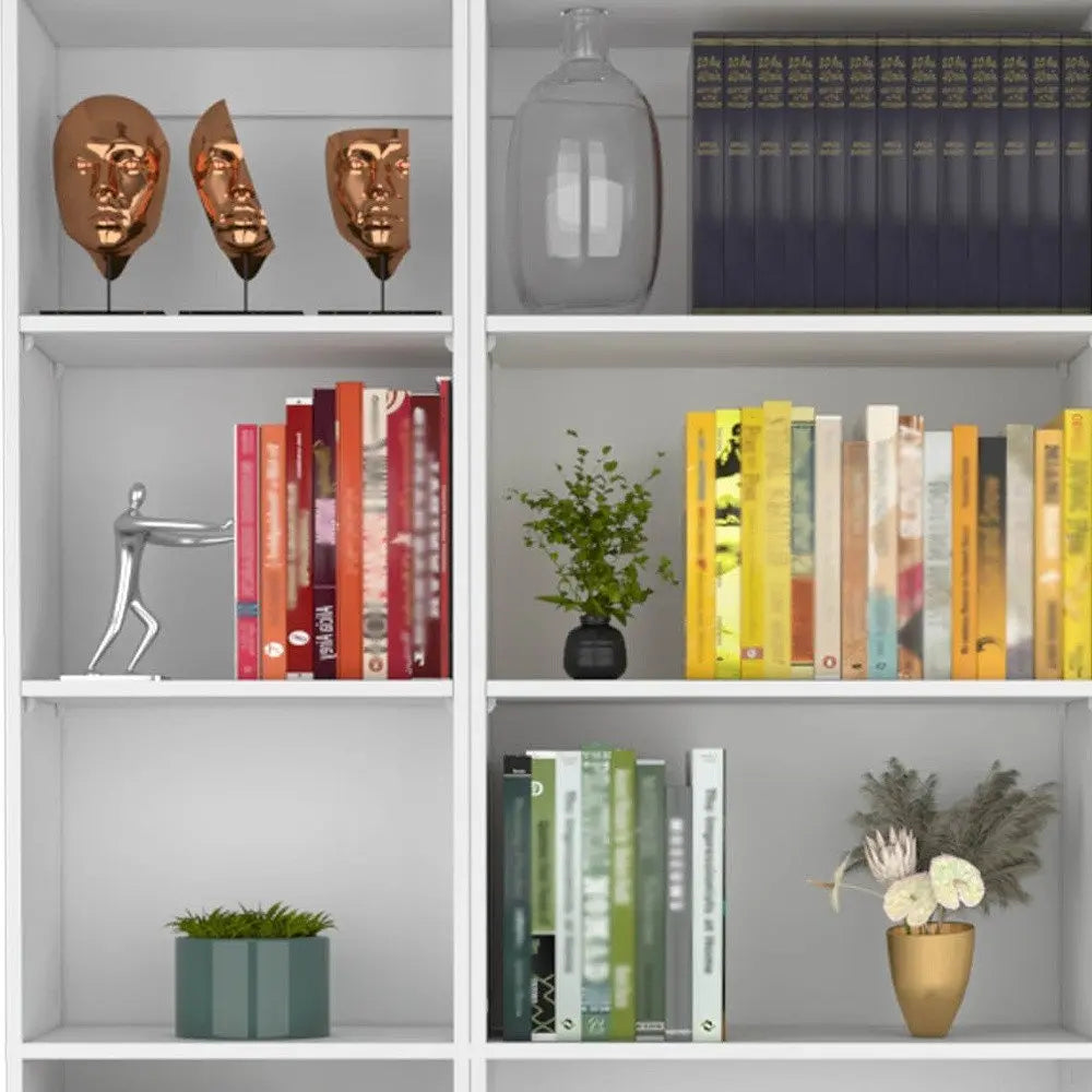 Set of Two White Wood Five Tier Modular Bookcase HomeRoots