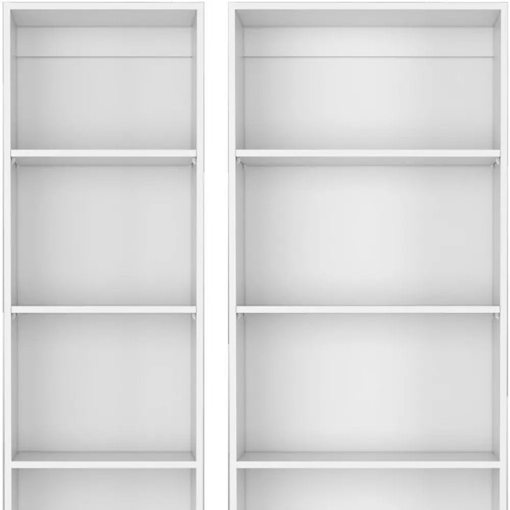 Set of Two White Wood Five Tier Modular Bookcase HomeRoots