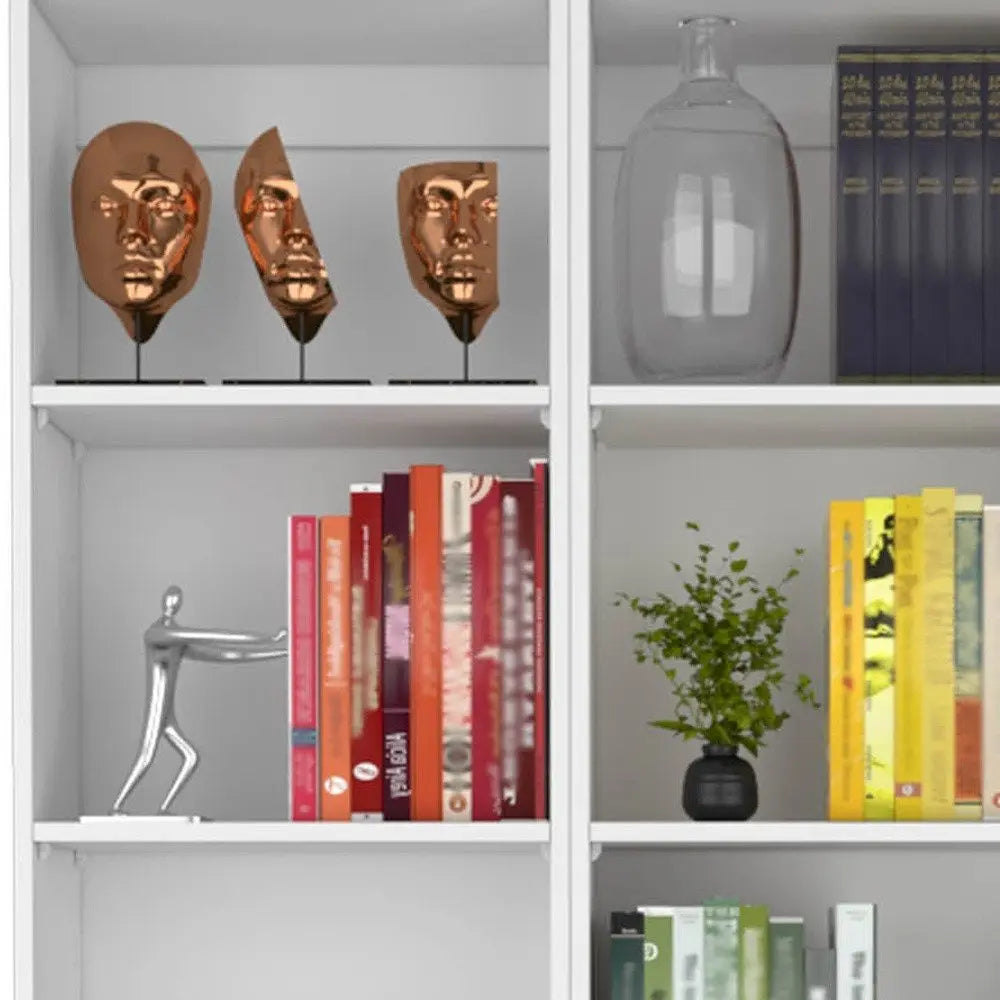 Set of Two White Wood Five Tier Modular Bookcase HomeRoots