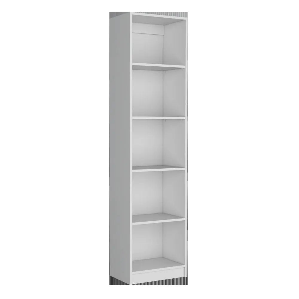 Set of Three White Wood Five Tier Modular Bookcase