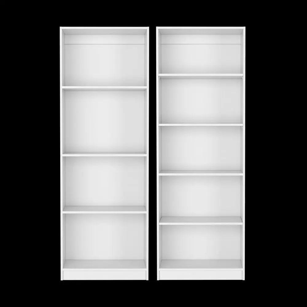 Set of Two White Wood Nine Tier Modular Bookcase HomeRoots